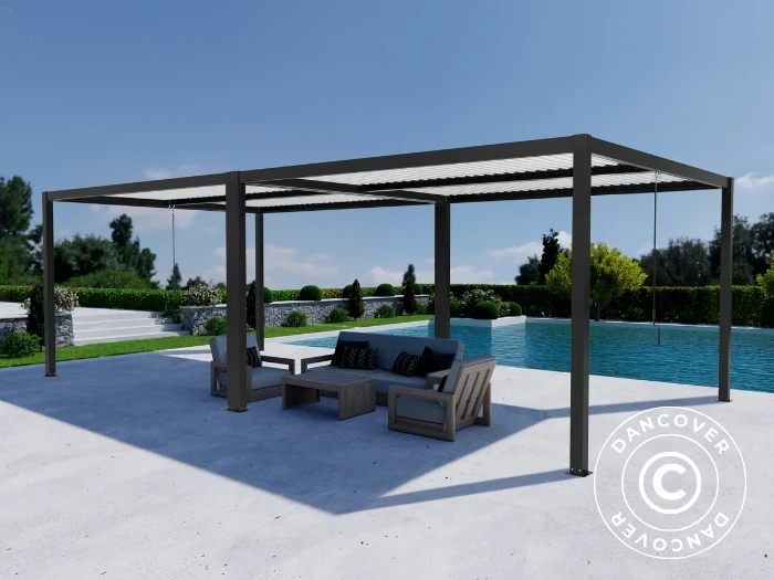 Bioklimatisk pergola paviljong San Pablo Alu+, 3x4m, Svart/Hvit, 2 stk. - Image 2