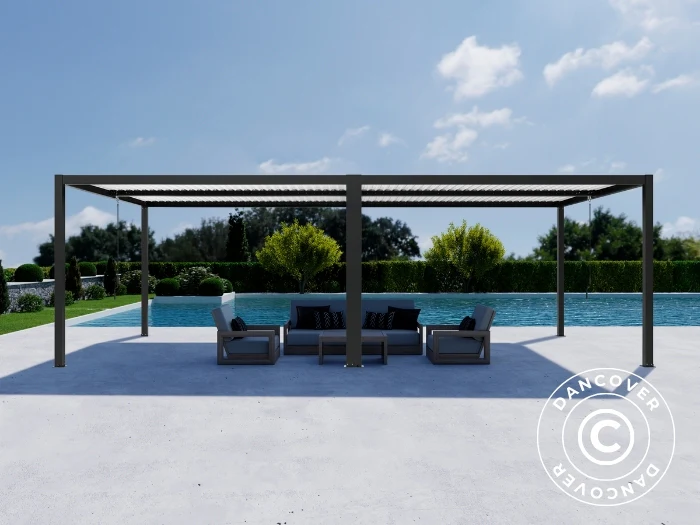 Bioklimatisk pergola paviljong San Pablo Alu+, 3x4m, Svart/Hvit, 2 stk. - Image 3