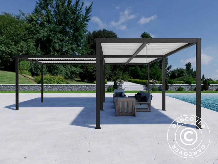 Bioklimatisk pergola paviljong San Pablo Alu+, 3x4m, Svart/Hvit, 3 stk. - Image 4