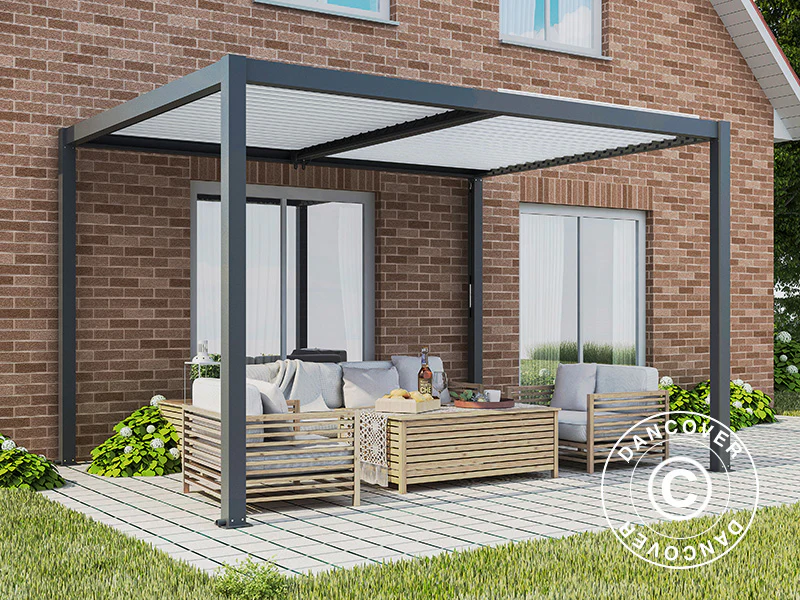 Bioklimatisk pergola paviljong San Pablo Alu+, 3x4m, Svart/Hvit - Image 3