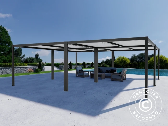 Bioklimatisk pergola paviljong San Pablo Alu+, 3x4m, Svart/Hvit, 4 stk. - Image 3