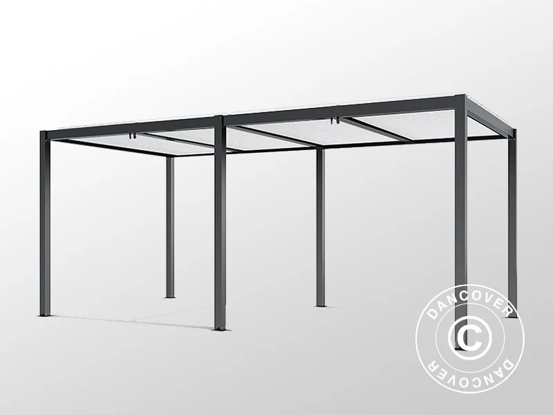 Bioklimatisk pergola paviljong San Pablo Alu+, 3x5,8m, Svart/Hvit - Image 4