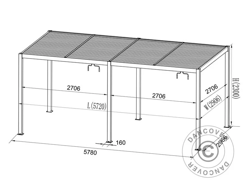 Bioklimatisk pergola paviljong San Pablo Alu+, 3x5,8m, Svart/Hvit - Image 5