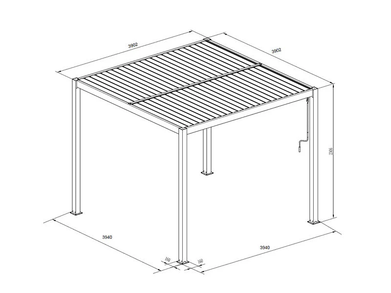 Bioklimatisk pergola paviljong San Pablo Alu+, 4x4m, Svart, 2 stk. - Image 7