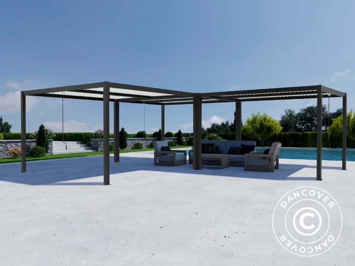 Bioklimatisk pergola paviljong San Pablo Alu+, 4x4m, Svart/Hvit, 3 stk. - Image 3