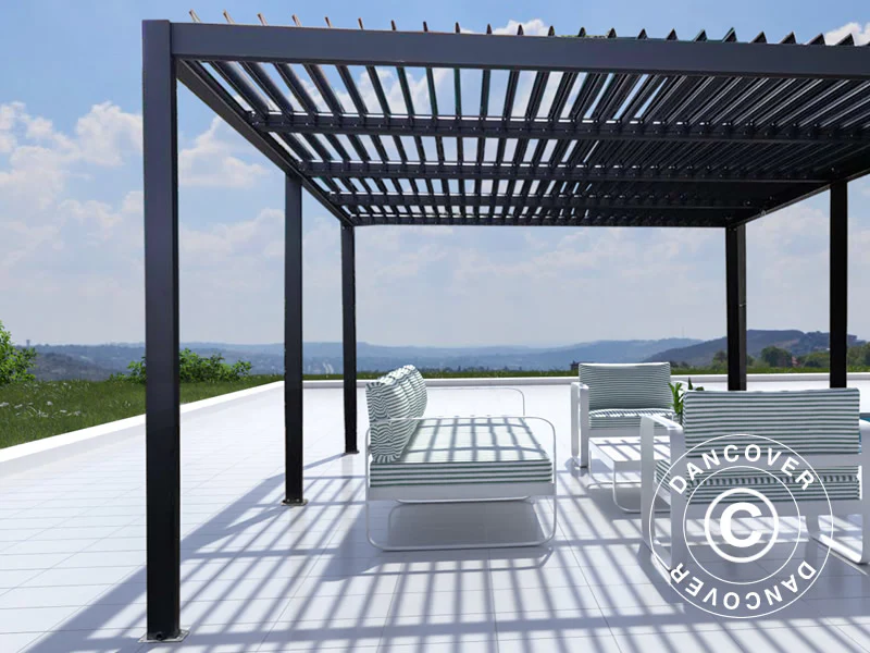 Bioklimatisk pergola paviljong San Pablo Alu+, 4x5,8m, Svart - Image 3