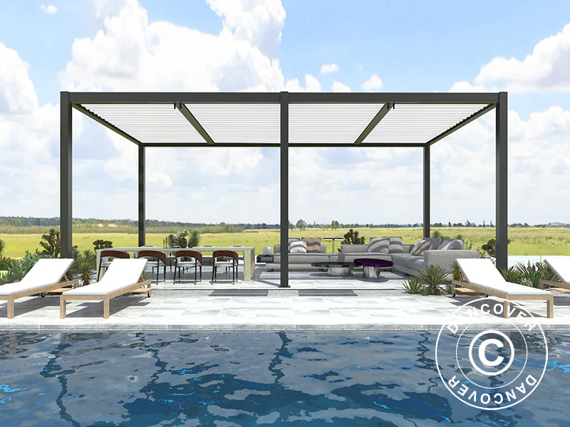 Bioklimatisk pergola paviljong San Pablo Alu+, 4x5,8m, Svart/Hvit - Image 2