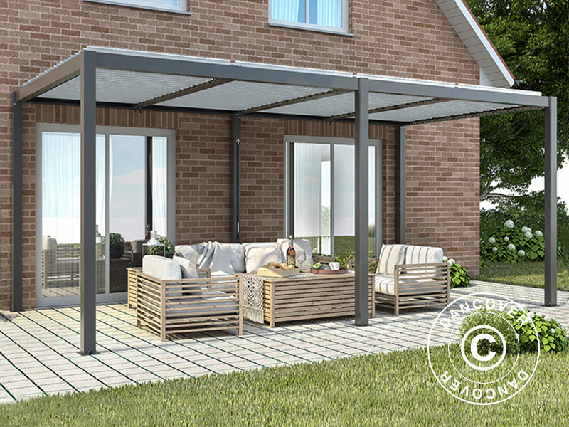 Bioklimatisk pergola paviljong San Pablo Alu+, 4x5,8m, Svart/Hvit - Image 3