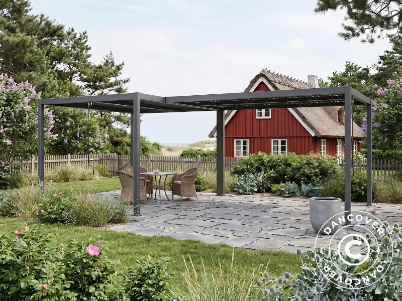 Bioklimatisk pergola paviljong San Pablo Alu+, L-formet, 3x4m, Svart, 2 stk. - Image 2