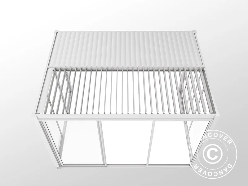 Bioklimatisk pergola-paviljong San Pablo Alu+ m/skyvedører, 3x4m, Hvit - Image 12
