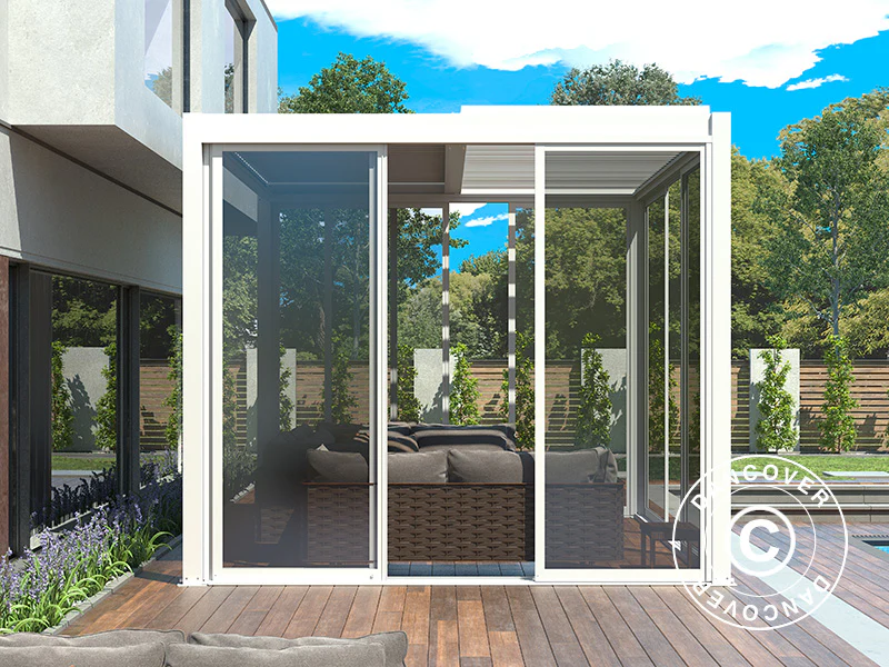 Bioklimatisk pergola-paviljong San Pablo Alu+ m/skyvedører, 3x4m, Hvit - Image 5