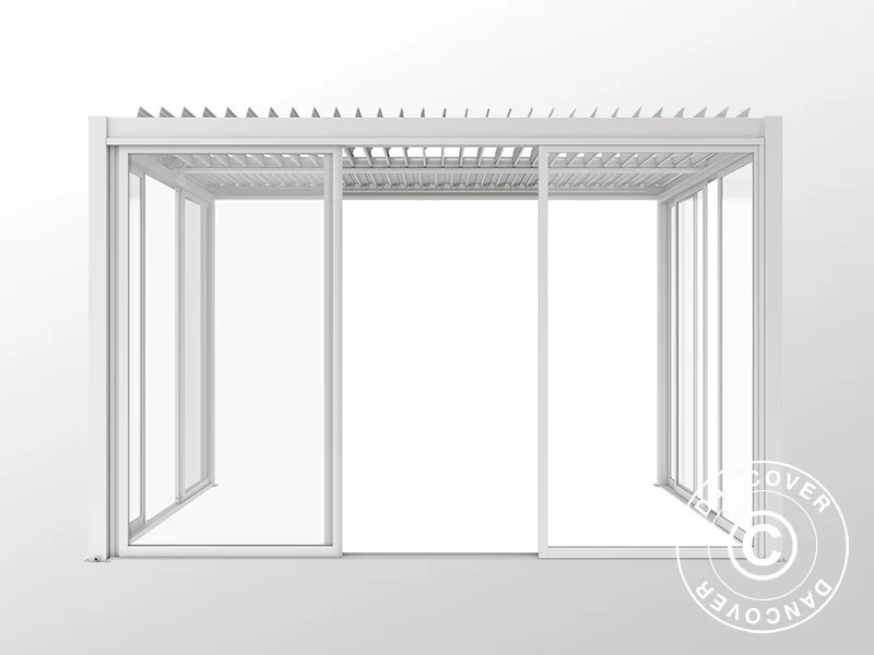 Bioklimatisk pergola-paviljong San Pablo Alu+ m/skyvedører, 3x4m, Hvit - Image 8
