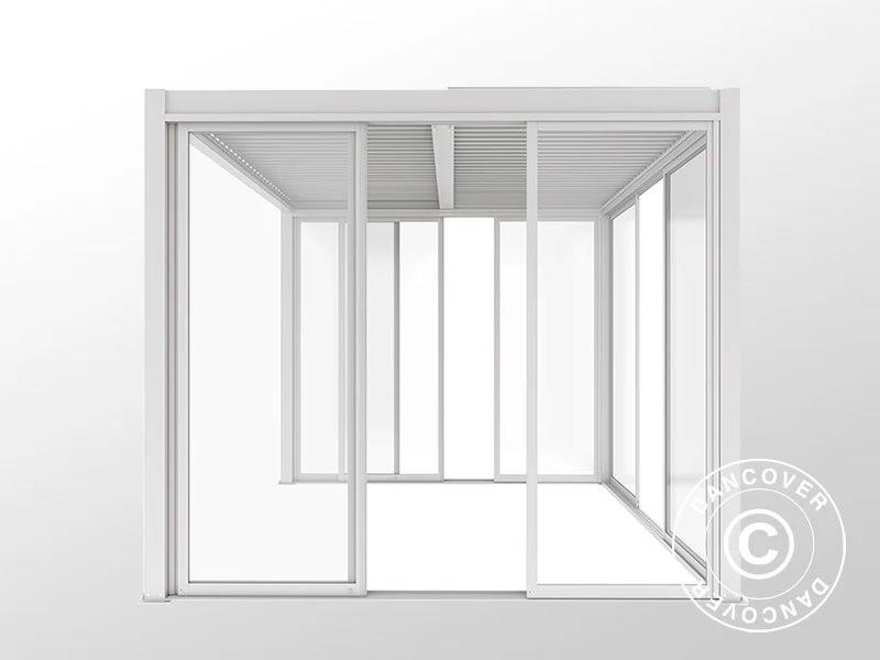 Bioklimatisk pergola-paviljong San Pablo Alu+ m/skyvedører, 3x4m, Hvit - Image 9