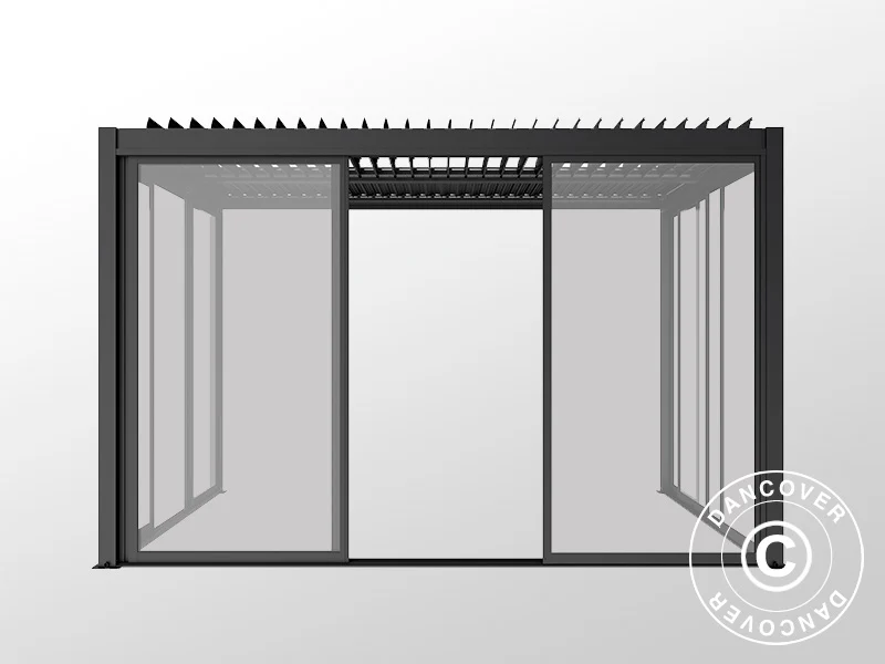 Bioklimatisk pergola-paviljong San Pablo Alu+ m/skyvedører, 3x4m, Svart - Image 8