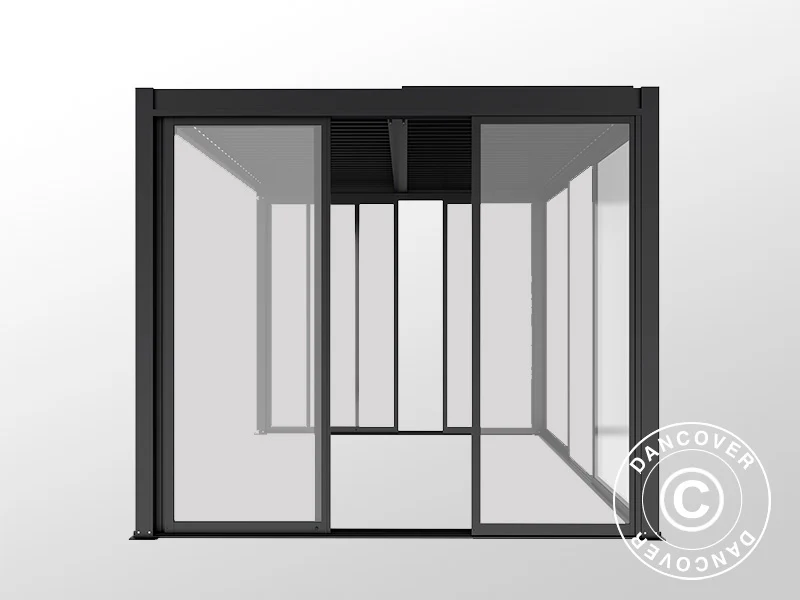 Bioklimatisk pergola-paviljong San Pablo Alu+ m/skyvedører, 3x4m, Svart - Image 9