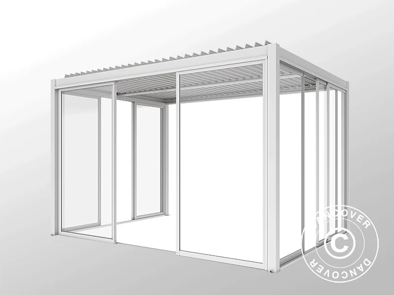 Bioklimatisk pergola-paviljong San Pablo Alu+ m/skyvedører, 4x4m, Hvit - Image 6