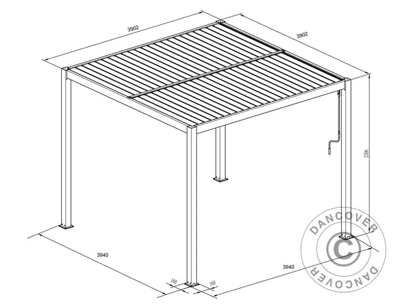 Bioklimatisk pergola-paviljong San Pablo Alu+ m/skyvedører, 4x4m, Svart - Image 9