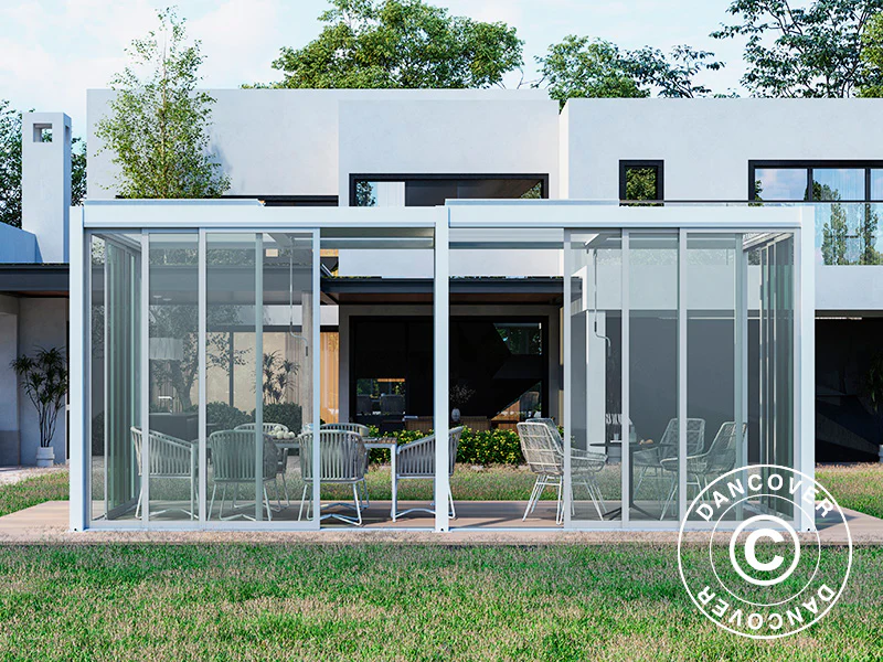 Bioklimatisk pergola-paviljong San Pablo Alu+ m/skyvedører, 4x5,8m, Hvit - Image 5