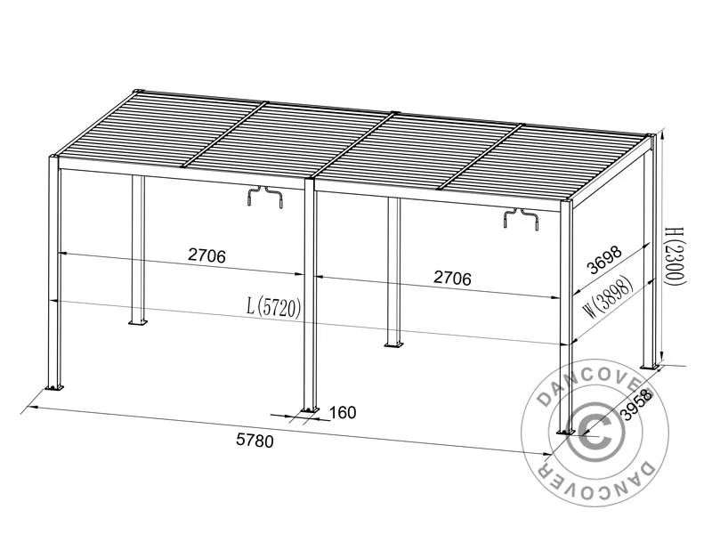 Bioklimatisk pergola-paviljong San Pablo Alu+ m/skyvedører, 4x5,8m, Svart - Image 7