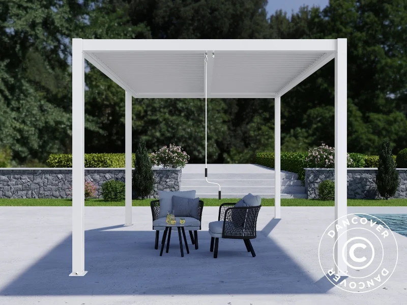 Bioklimatisk pergola paviljong San Pablo Alu+, Open Side, 3x4m, Hvit - Image 4