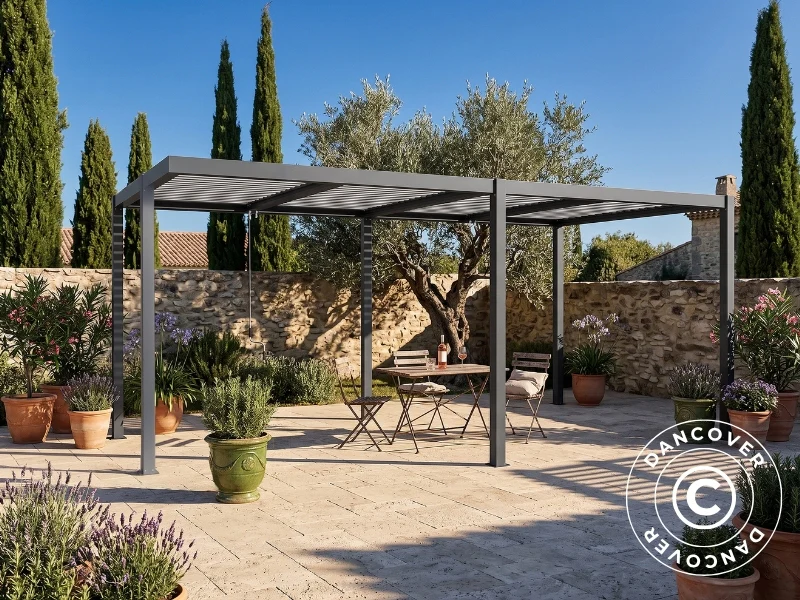 Bioklimatisk pergola paviljong San Pablo Alu+, Open Side, 3x5,8m, Svart/Hvit - Image 3