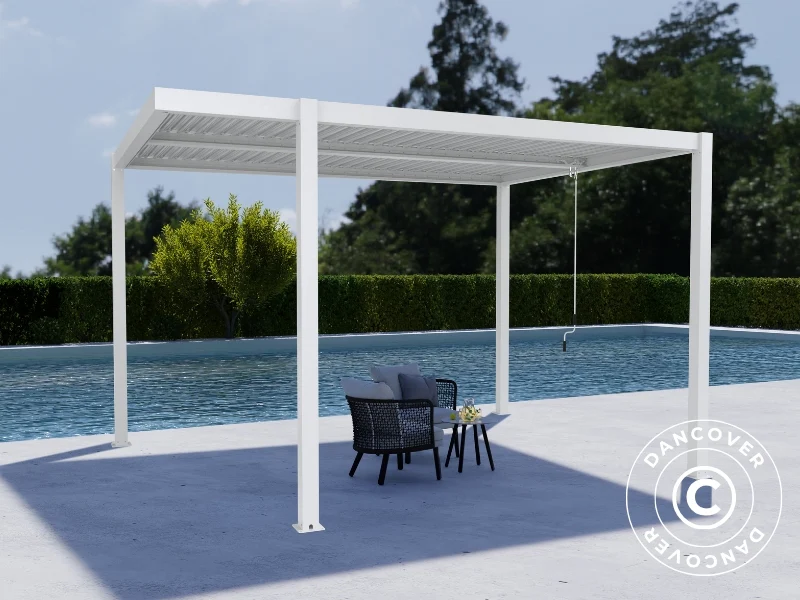 Bioklimatisk pergola paviljong San Pablo Alu+, Open Side, 4x4m, Hvit - Image 2