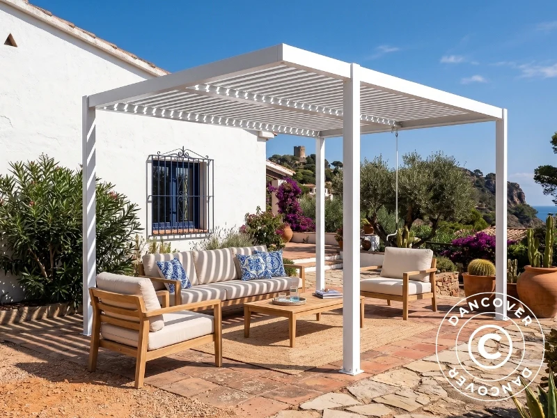 Bioklimatisk pergola paviljong San Pablo Alu+, Open Side, 4x4m, Hvit - Image 5