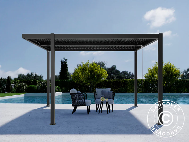 Bioklimatisk pergola paviljong San Pablo Alu+, Open Side, 4x4m, Svart - Image 2