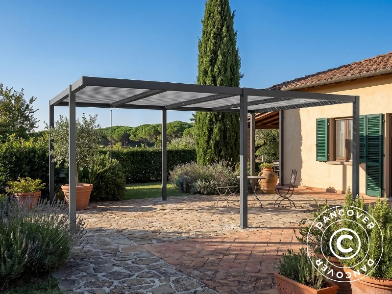 Bioklimatisk pergola paviljong San Pablo Alu+, Open Side, 4x5,8m, Svart/Hvit - Image 3