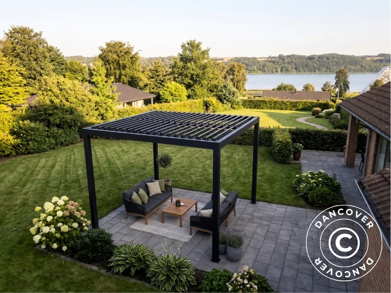 Bioklimatisk pergola paviljong San Pablo Steel+, 3x3m, Svart - Image 5