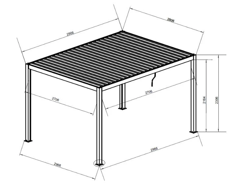 Bioklimatisk pergola paviljong San Pablo Steel+, 3x3m, Svart - Image 6