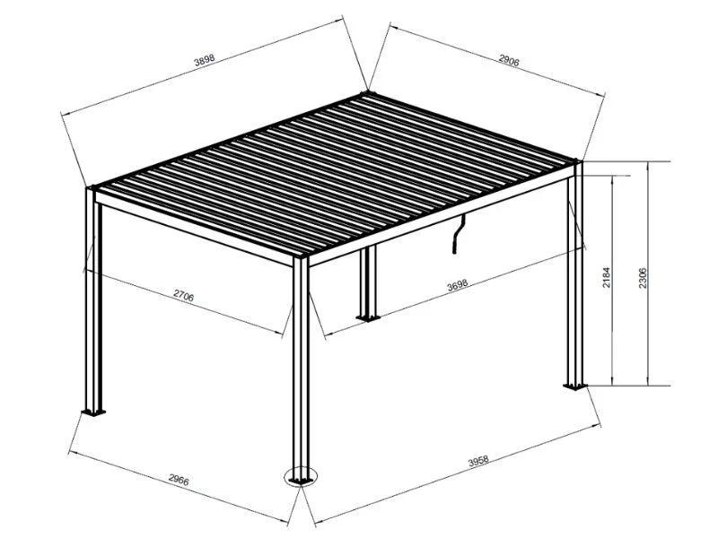 Bioklimatisk pergola paviljong San Pablo Steel+, 3x4m, Svart - Image 5
