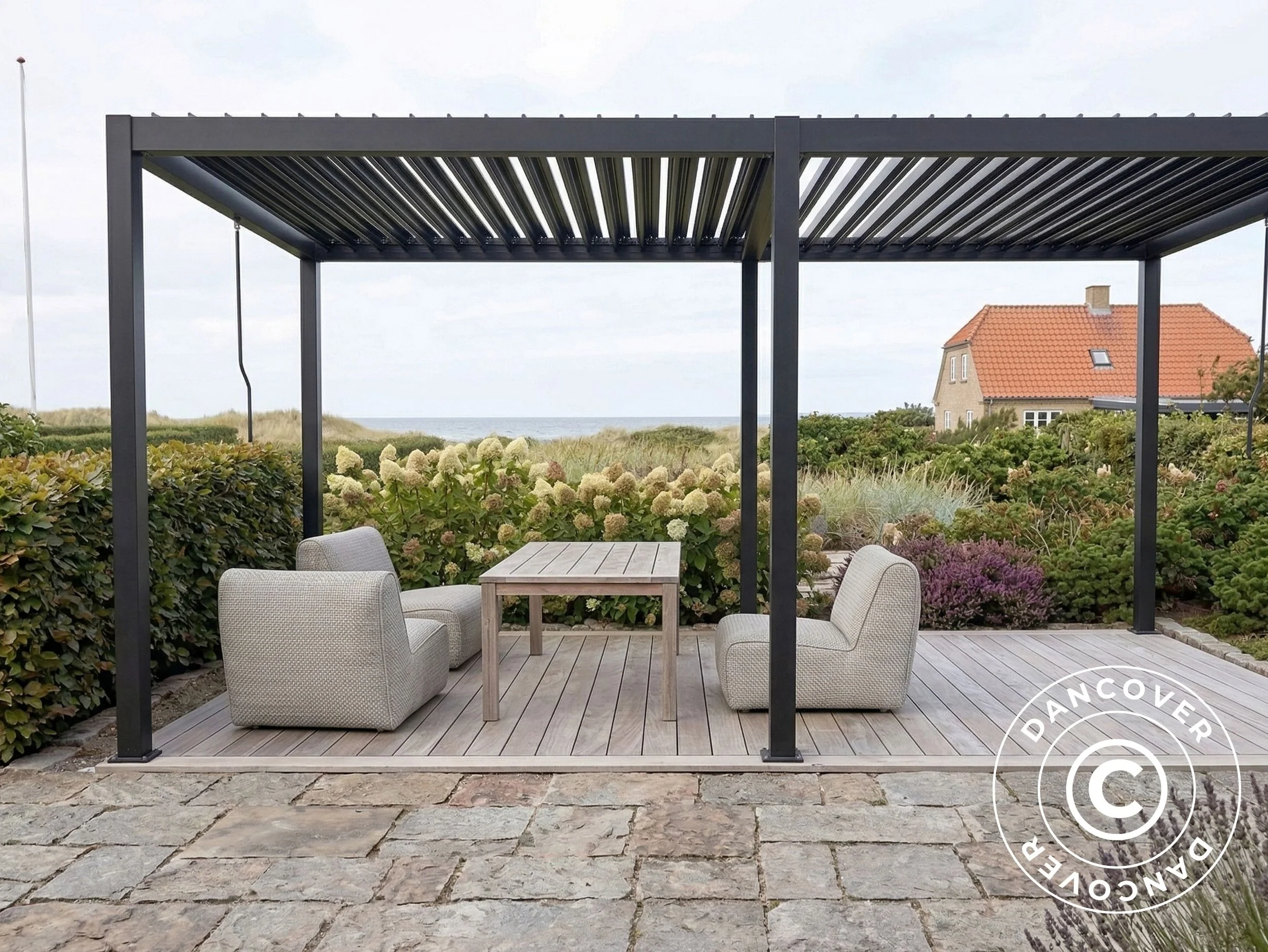 Bioklimatisk pergola paviljong San Pablo Steel+, 3x5,8m, Svart - Image 3