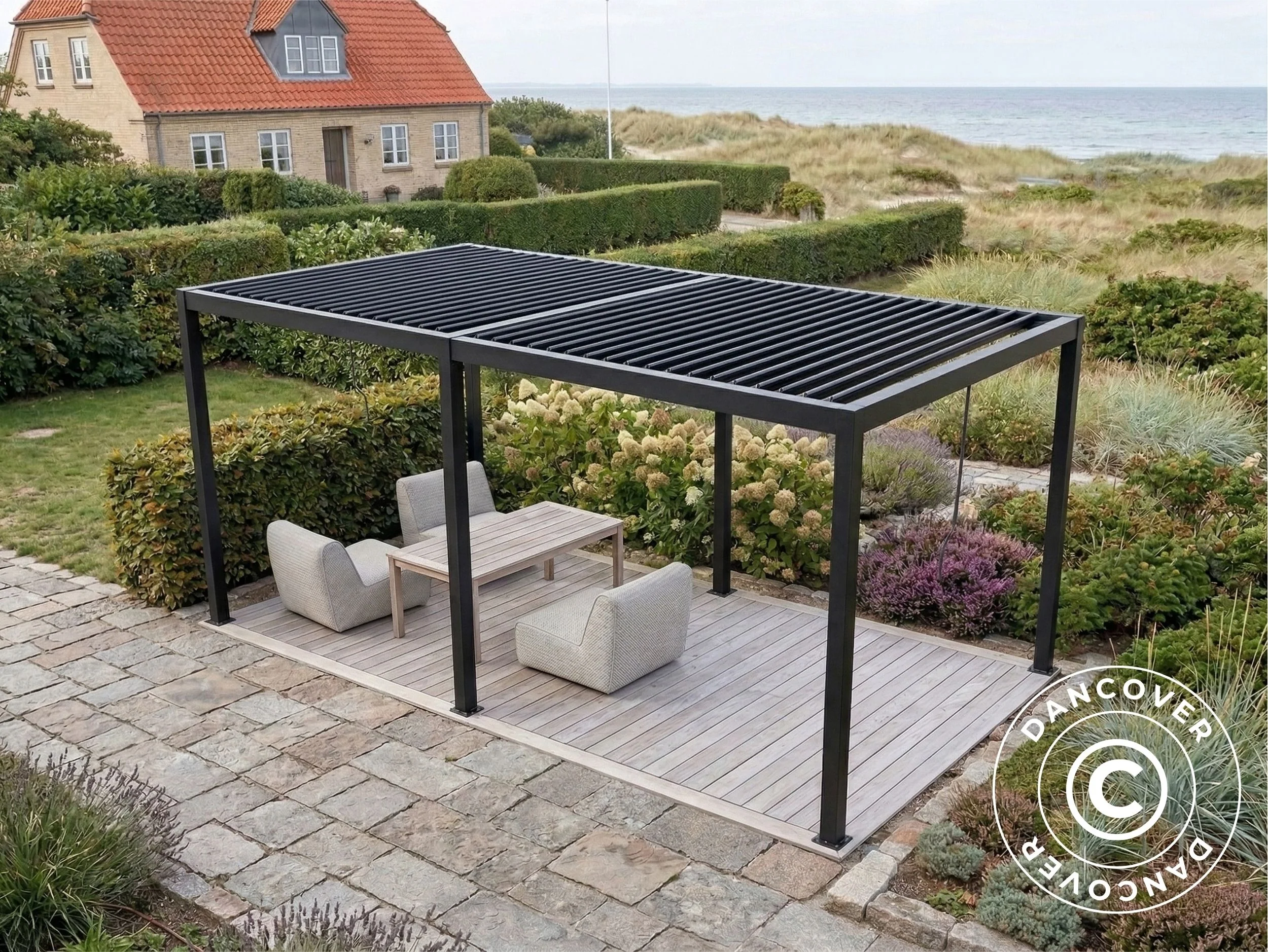 Bioklimatisk pergola paviljong San Pablo Steel+, 3x5,8m, Svart - Image 4