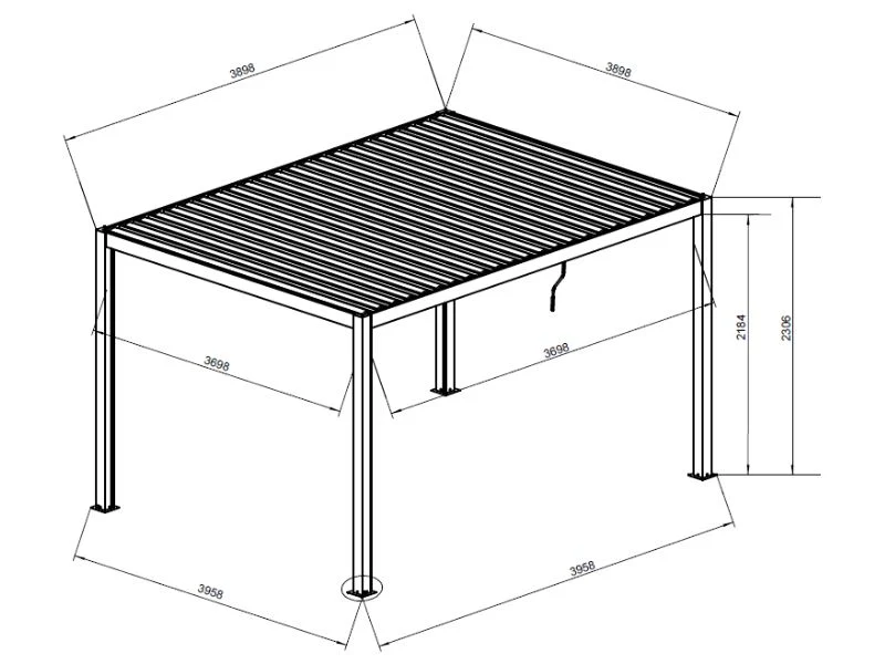 Bioklimatisk pergola paviljong San Pablo Steel+, 4x4m, Svart - Image 6