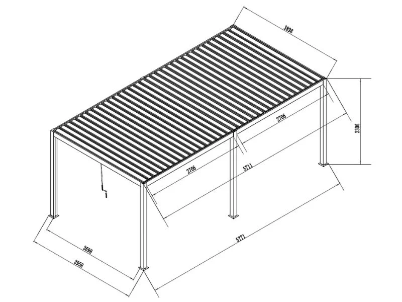 Bioklimatisk pergola paviljong San Pablo Steel+, 4x5,8m, Svart - Image 6