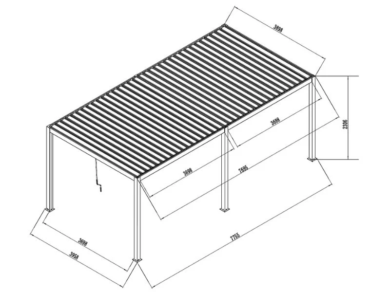 Bioklimatisk pergola paviljong San Pablo Steel+, 4x7,8m, Hvit - Image 7