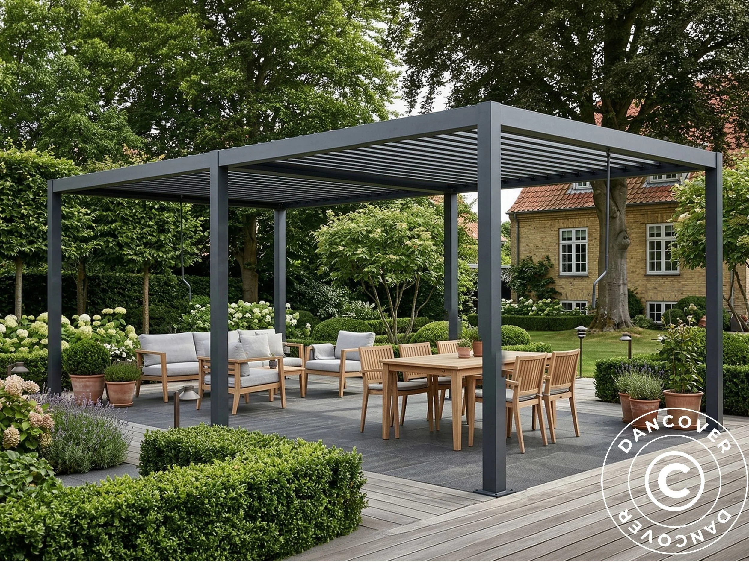 Bioklimatisk pergola paviljong San Pablo Steel+, 4x7,8m, Svart - Image 2