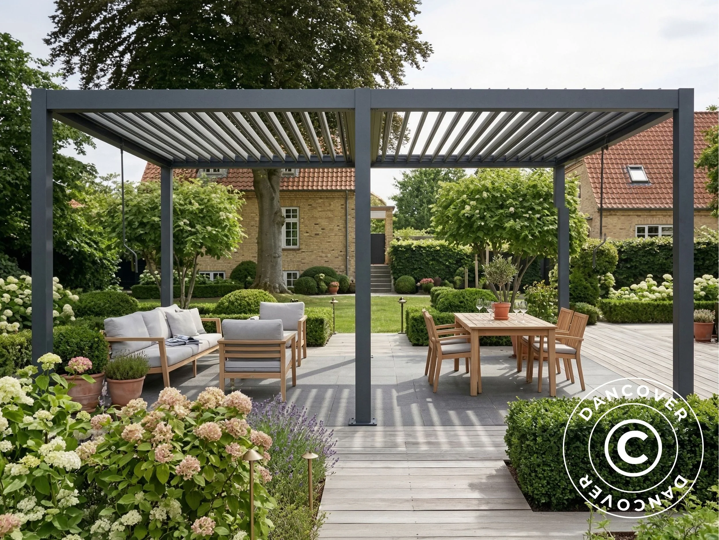 Bioklimatisk pergola paviljong San Pablo Steel+, 4x7,8m, Svart - Image 3