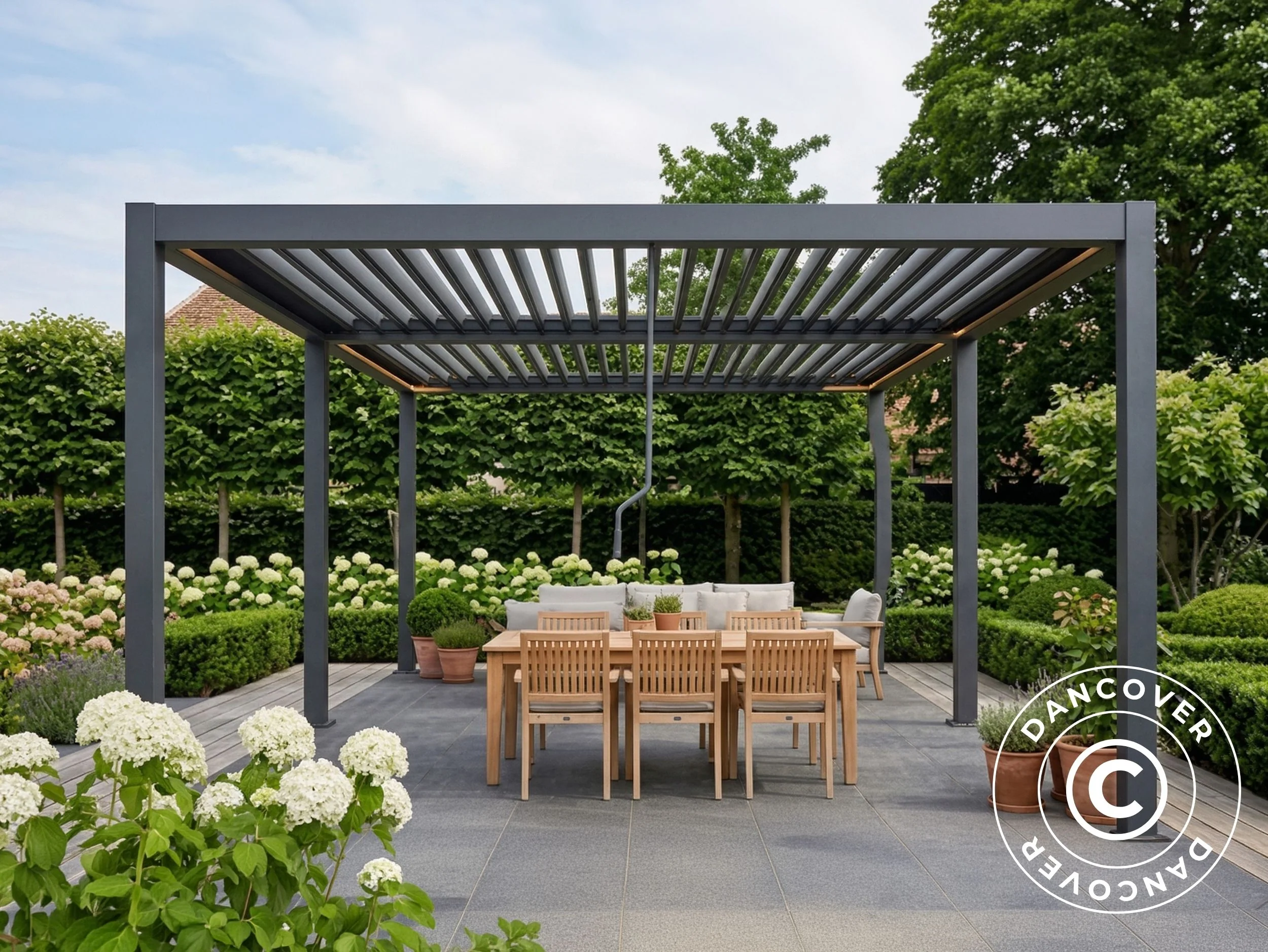 Bioklimatisk pergola paviljong San Pablo Steel+, 4x7,8m, Svart - Image 4
