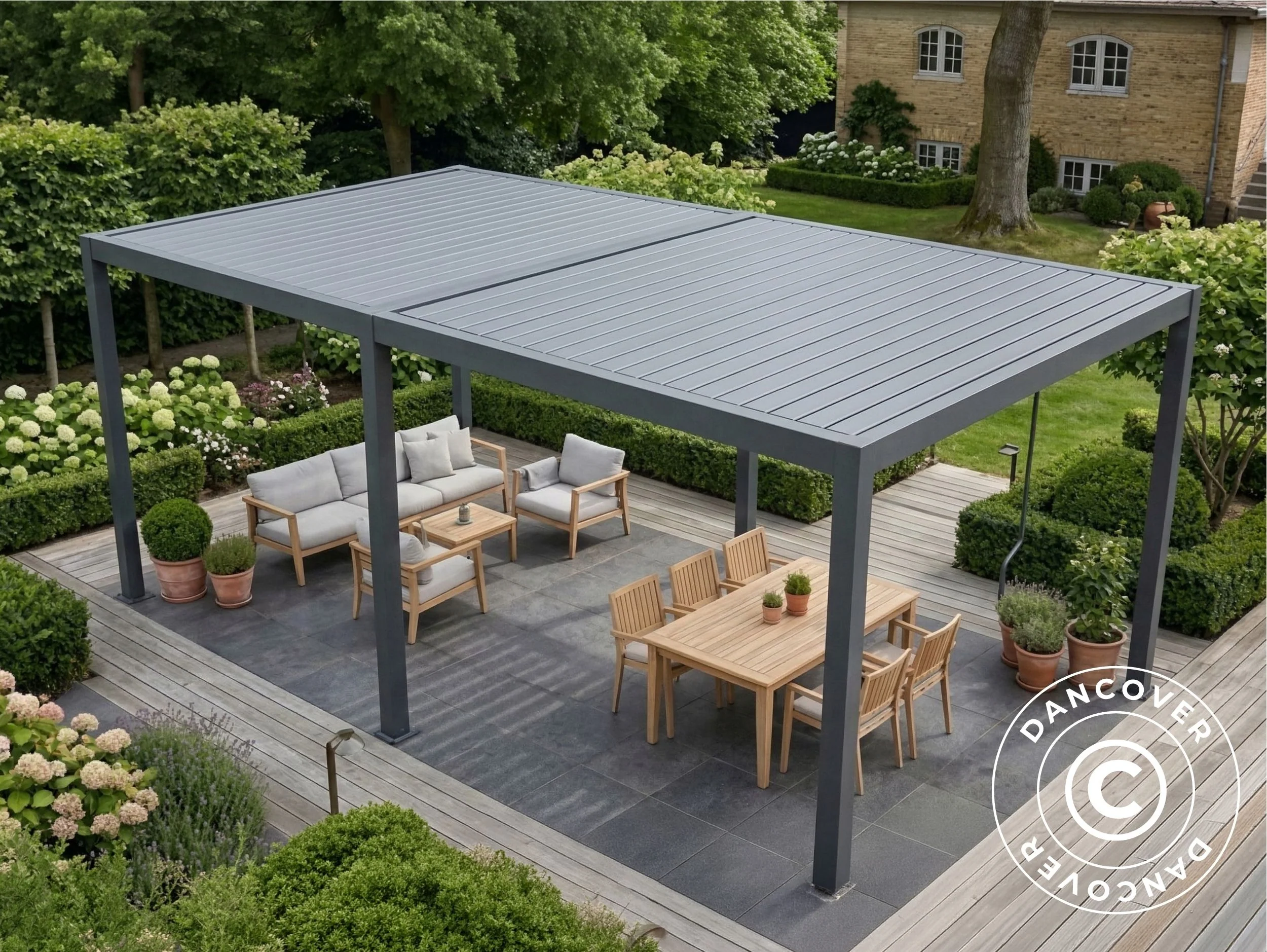 Bioklimatisk pergola paviljong San Pablo Steel+, 4x7,8m, Svart - Image 5