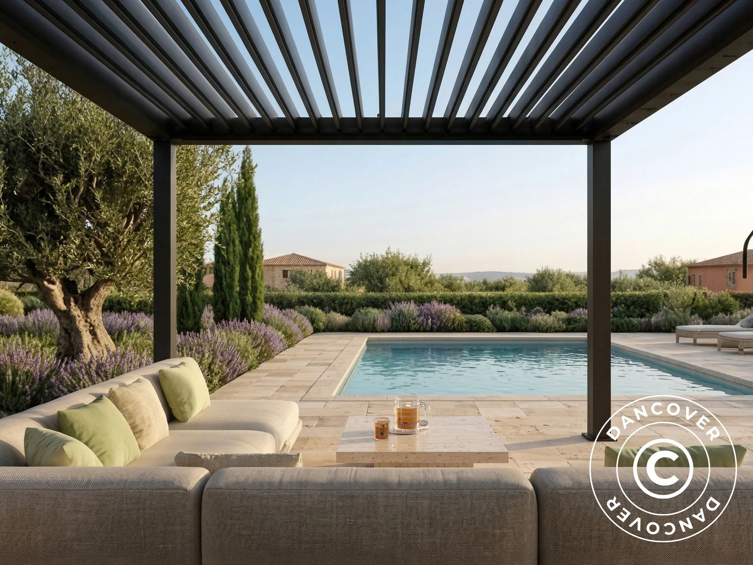 Bioklimatisk pergola paviljong San Pablo Steel S80, 3x3m, Svart - Image 3