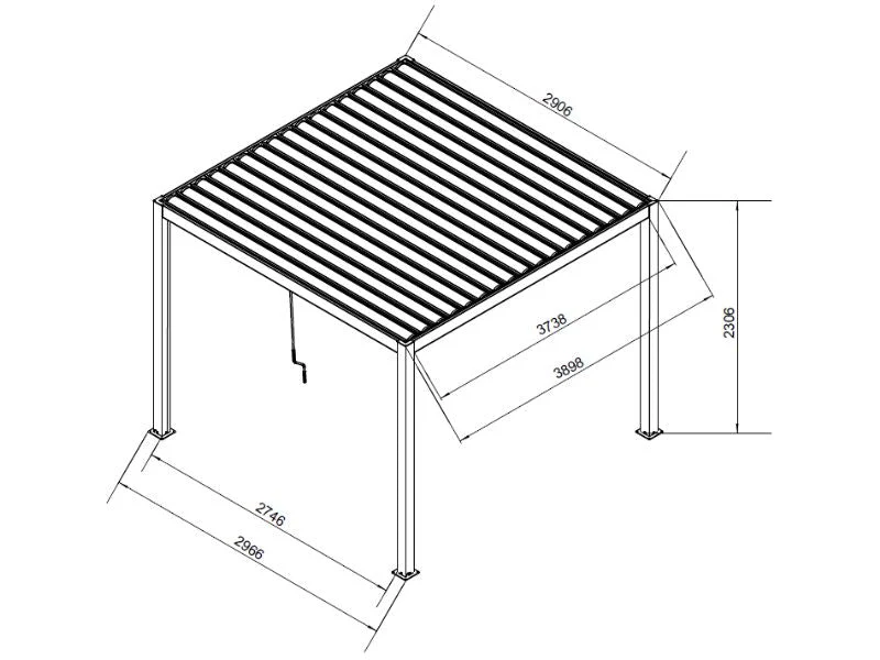 Bioklimatisk pergola paviljong San Pablo Steel S80, 3x4m, Svart - Image 6