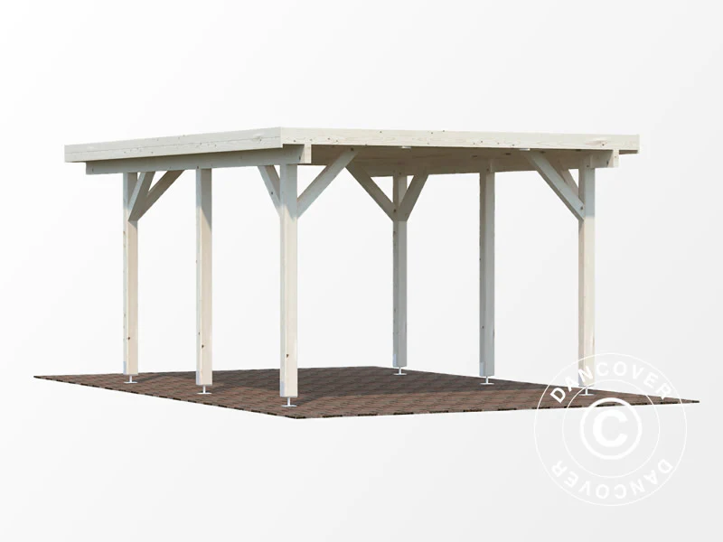 Carport i tre, 3,6x5,12x2,32m, 11,7m², naturlig, KOMPLETT SETT - Image 3