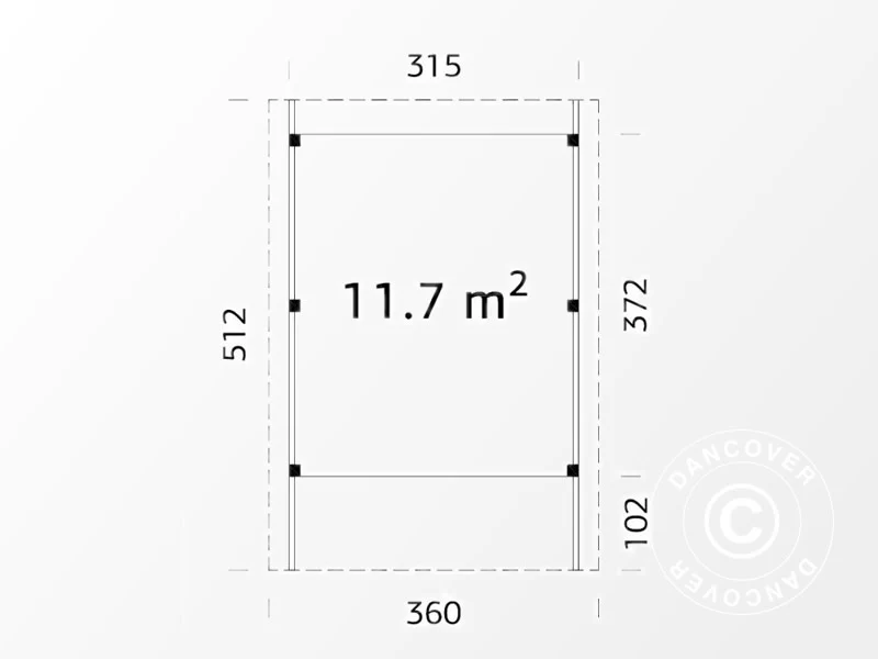 Carport i tre, 3,6x5,12x2,32m, 11,7m², naturlig, KOMPLETT SETT - Image 4