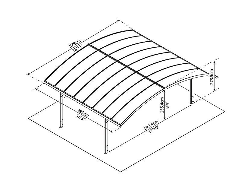 Dobbel carport Arizona, 5,78x4,95m, Palram/Canopia, Grå - Image 5