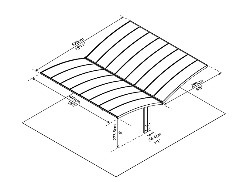 Dobbel carport Arizona, 5,78x4,95m, Palram/Canopia, Grå - Image 6
