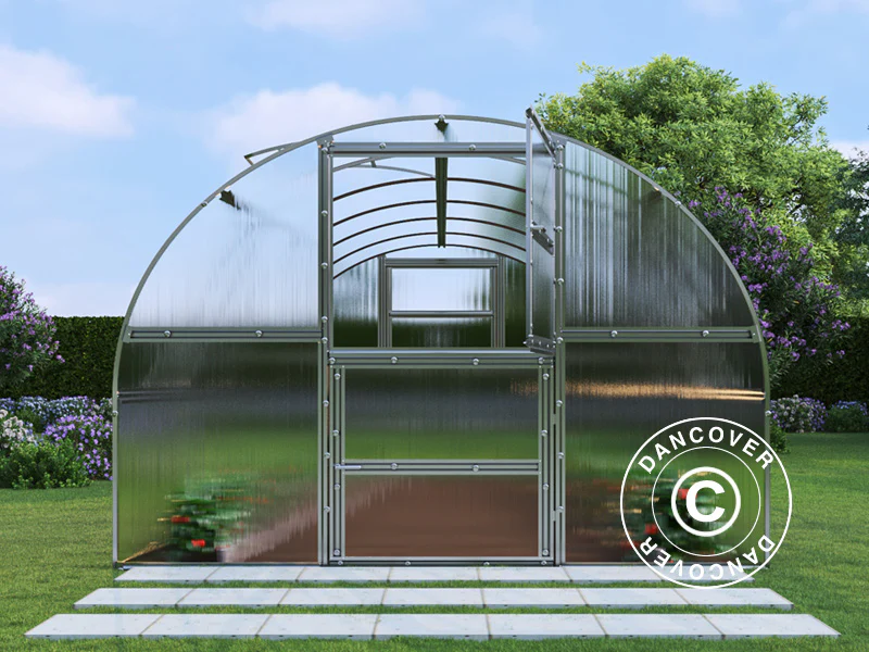 Drivhus i polykarbonat TITAN Arch 280, 24m², 3x8m, sølv - Image 3