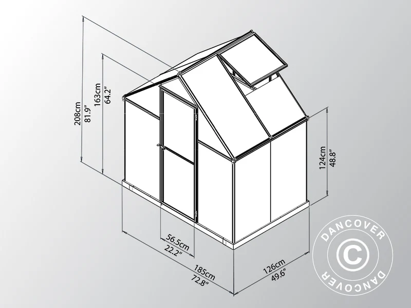 Drivhus polykarbonat 2,3m², Palram/Canopia, 1,85x1,26x2,08m, sølv - Image 5