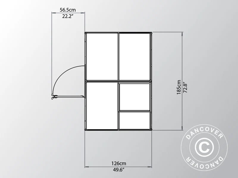 Drivhus polykarbonat 2,3m², Palram/Canopia, 1,85x1,26x2,08m, sølv - Image 6